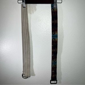 2 Belt adjustable belt combo. 1 Tan and 1 Aztec